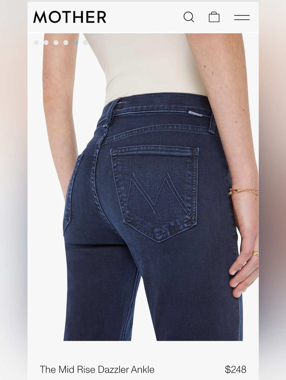 MOTHER Mid Rise Dazzler Ankle Jeans — Dark Indigo Blue - 30